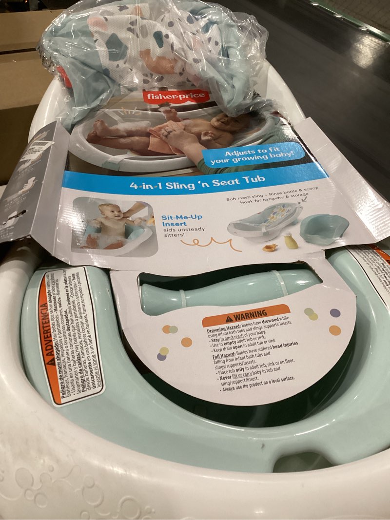 fisher-price™ baby to toddler bath 4-in-1 sling 'n seat tub with removable infant support and 2 toys
