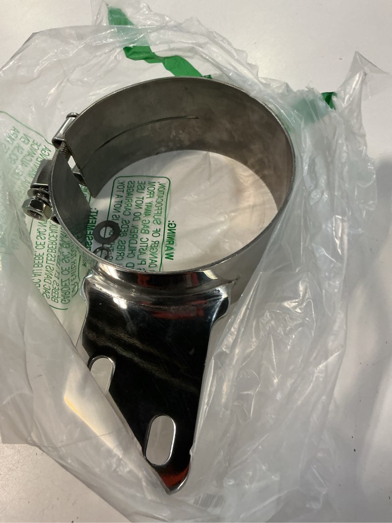 Condition photo showing As Is for stainless steel exhaust mount clamps, 6 inch, 7 inch, 8 inch (6 inch)