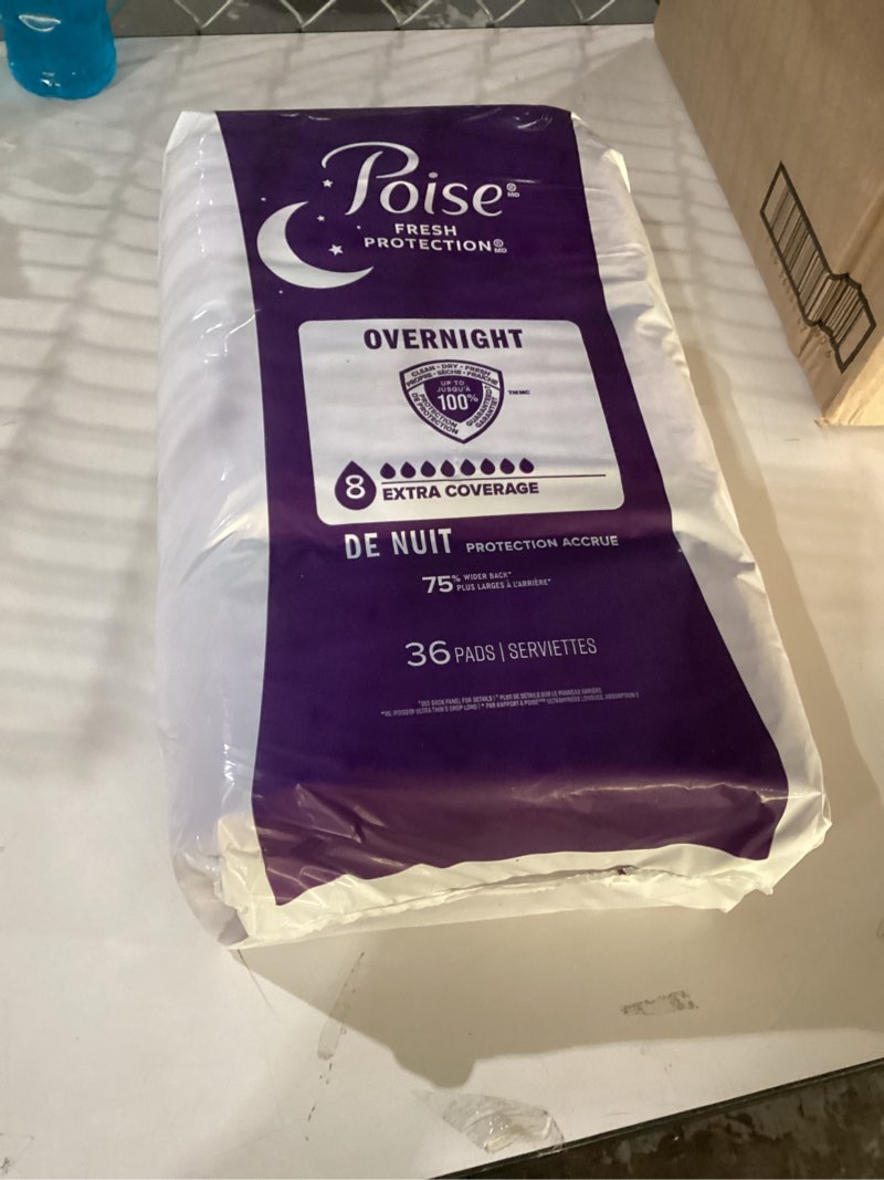 Condition photo showing New/Like New for Poise Overnight Incontinence & Postpartum Pads for Bladder Leaks, 8 Drop Extra Coverage,