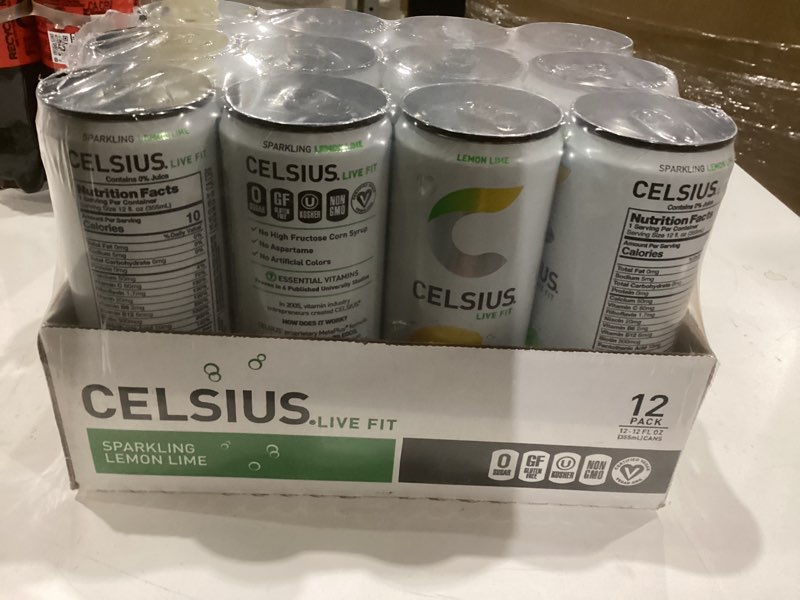 Condition photo showing New/Like New for CELSIUS Sparkling Lemon Lime, Sugar Free Energy Drink, 12 Fl Oz (Pack of 12)