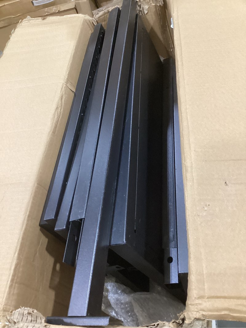 Condition photo showing As Is for 5-tier floor tile display stand, retail display rack for tile, building material swatch sample storage holder for exhibition hall trade show vendor events(black, height-59in)