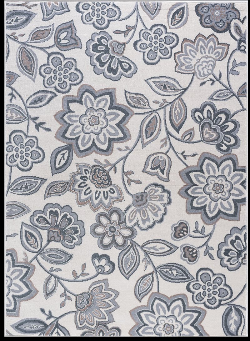 Emmalyn Transitional Floral Cream Rectangle Area Rug, 9' x 12.6'