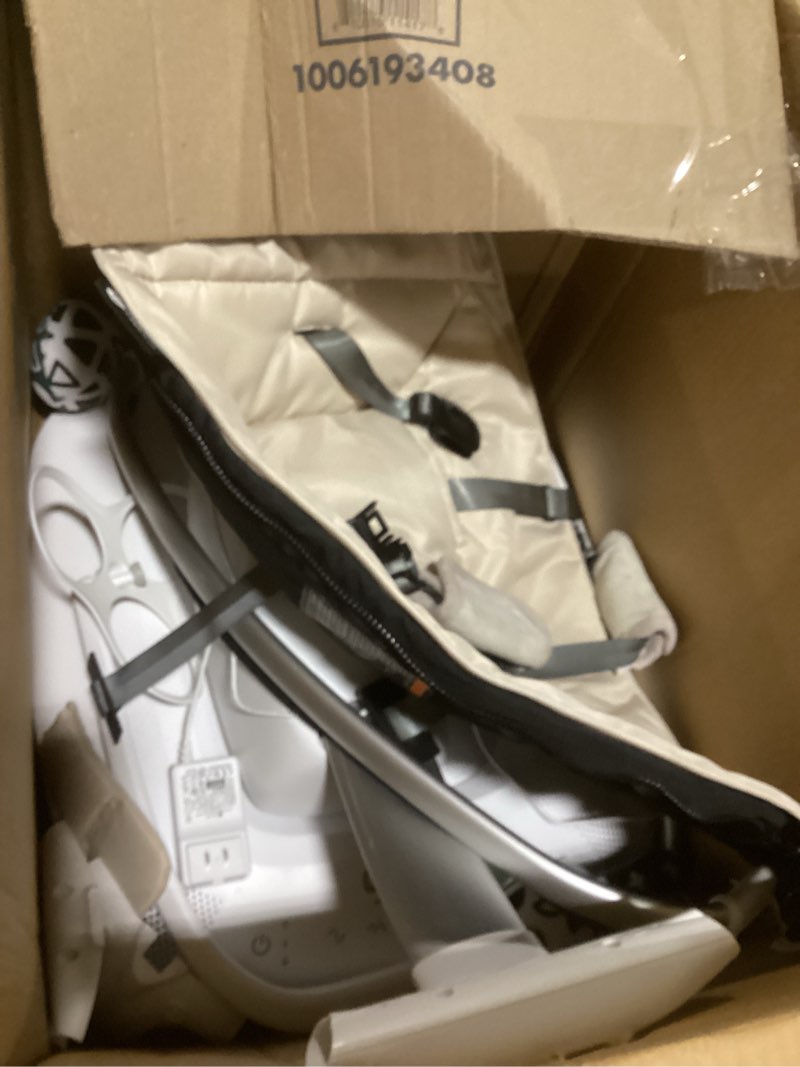 Condition photo showing As Is for 4moms mamaroo multi-motion baby swing, bluetooth enabled with 5 unique motions, birch