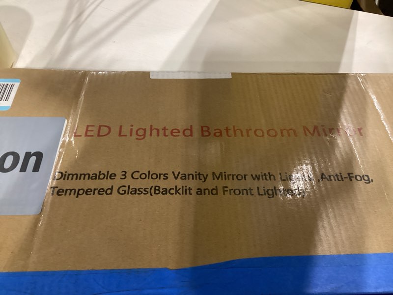 Condition photo showing Good Condition for smiror irregular backlit bathroom mirror with lights 20 x 36, asymmetrical cloud led lighted vanity mirror for wall, anit-fog, dimmable, memory function (horizontal/vertical) backlit 36"l x 20"w