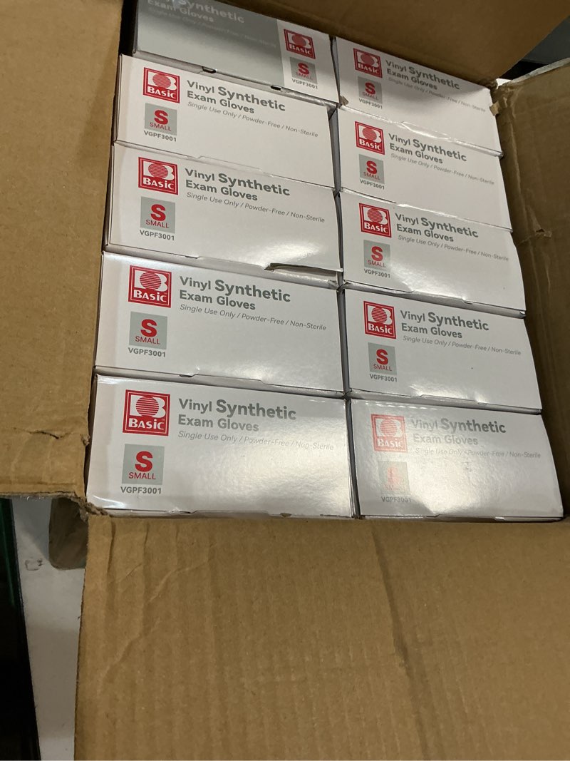 Condition photo showing New/Like New for jointown basic medical clear vinyl exam gloves - latex-free & powder-free - vgpf-3001(case of 1,000), small small (case of 1,000) clear