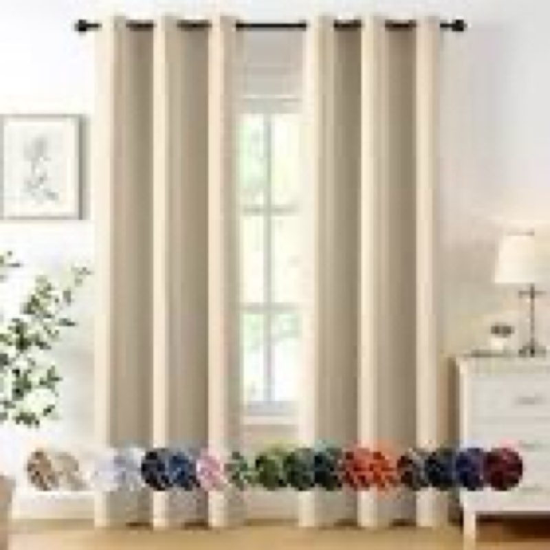miulee cream blackout curtains for bedroom living room 72 inches long 2 panels, thermal insulated room darkening drapes solid grommet noise reduction light blocking window treatments 40x72 inch 40\\\"w x 72\\\"l (pack of 2) cream