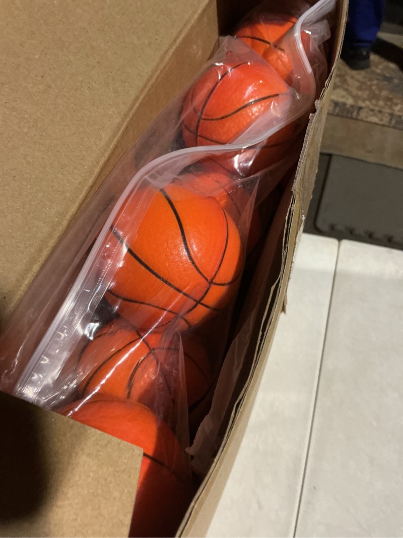 Condition photo showing Good Condition for Sotiff 24 Set Valentines Day Basketball Gifts Includes 24 2.5” Inch Mini Basketballs 24 Exchange Cards Mini Foam Ball Toys with Holiday Cards for Valentines DIY Gifts Sport Party Favors