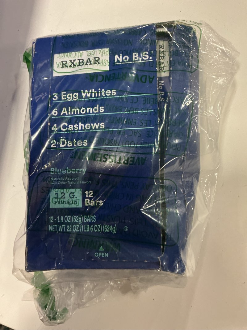 Condition photo showing Good Condition for (BB JUL19/2026)RXBAR Protein Bars, Protein Snack, Snack Bars, Blueberry, 22Oz Box (12 Bars)