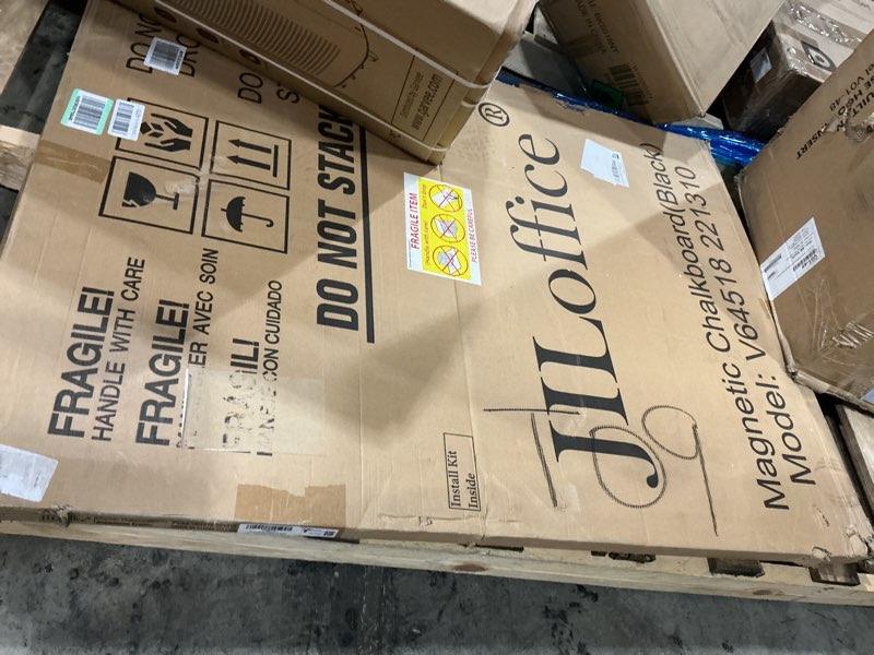 Condition photo showing New/Like New for JILoffice Magnetic Chalkboard/Black Board 48 x 36 Inch, Black Aluminum Frame Board with Marker Tray for Office Home and School 48"W x 36"H