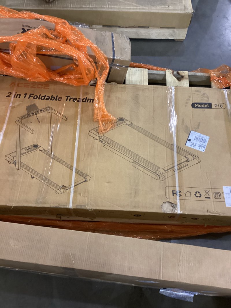 Condition photo showing New/Like New for 2 in 1 Folding Treadmills for Home Small Office, 2.5HP Walking Pad Treadmill with Handle Bar, 300lbs Capacity, Copmact Protable Treadmill with Smart APPs, 12 HIIT Modes and Touch Screen Orange