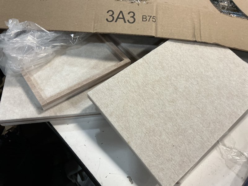 Condition photo showing As Is for puzzle board with 4 sorting trays, playing surface with protective cover for 1000 pieces, 31.5" x 23.6" felt display board light camel 31.5" x 23.6" with tray