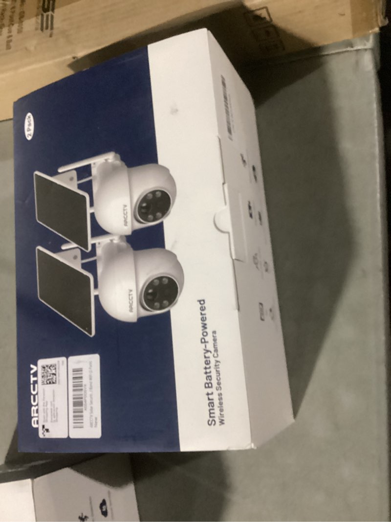Condition photo showing Good Condition for arcctv solar security cameras wireless outdoor, 4mp 360° view battery powered outdoor camera, night vision with spotlight, 2-way audio, pir motion sensor, 2.4g/5g dual band wifi (2 pack)