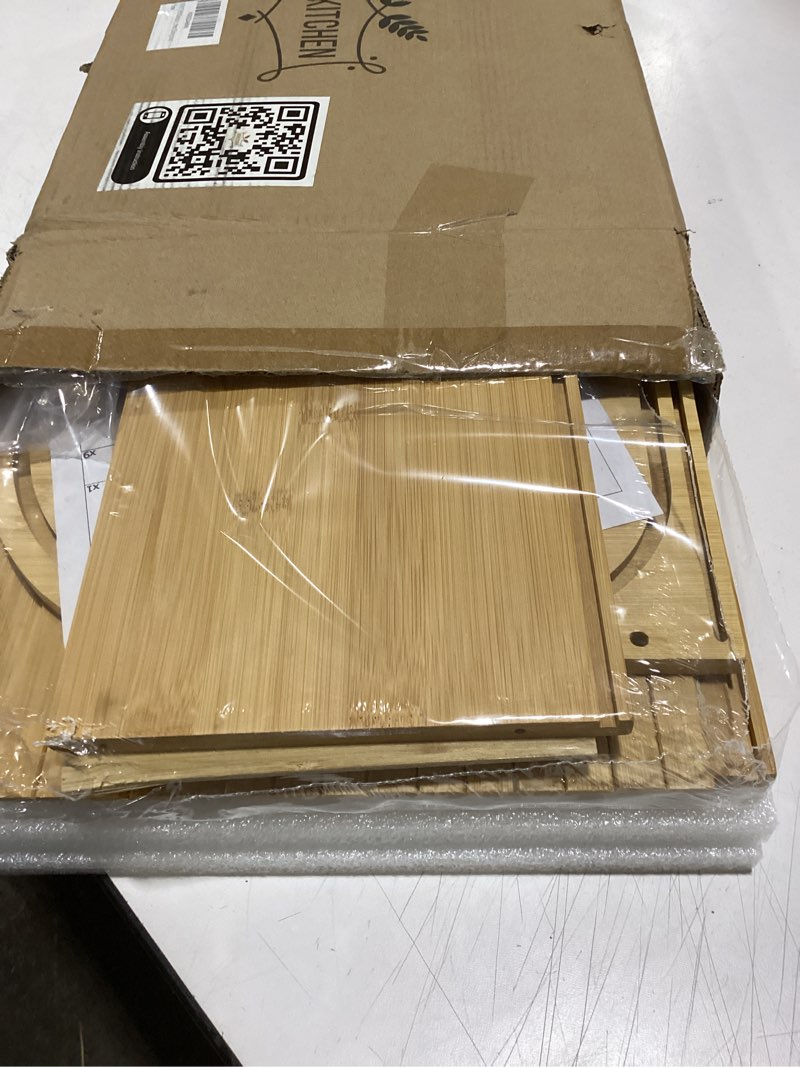 Condition photo showing Good Condition for Bamboo Bread Box Space Saving Rustic Roll-Top Bread Bin for Countertop - Store Bread Cake and Baked Goods - 15 x 9.8 inches (Sliding door)