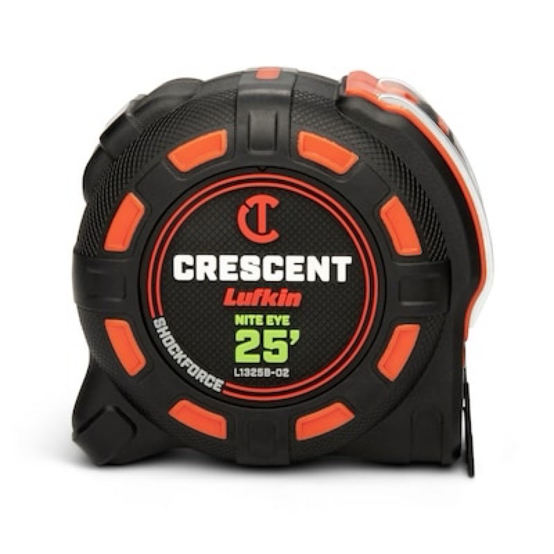 crescent lufkin orange shockforce nite eye 25-ft tape measure