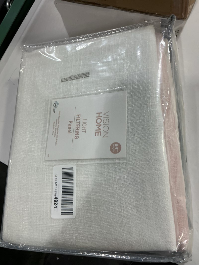 Condition photo showing New/Like New for vision home pink ombre window curtains linen texture gradient light filtering semi sheer curtains 84 inch length for living room bedroom rod pocket,cream white to blush,50" wx84 l,2 panels 50"w x 84"l (pack of 2) pink