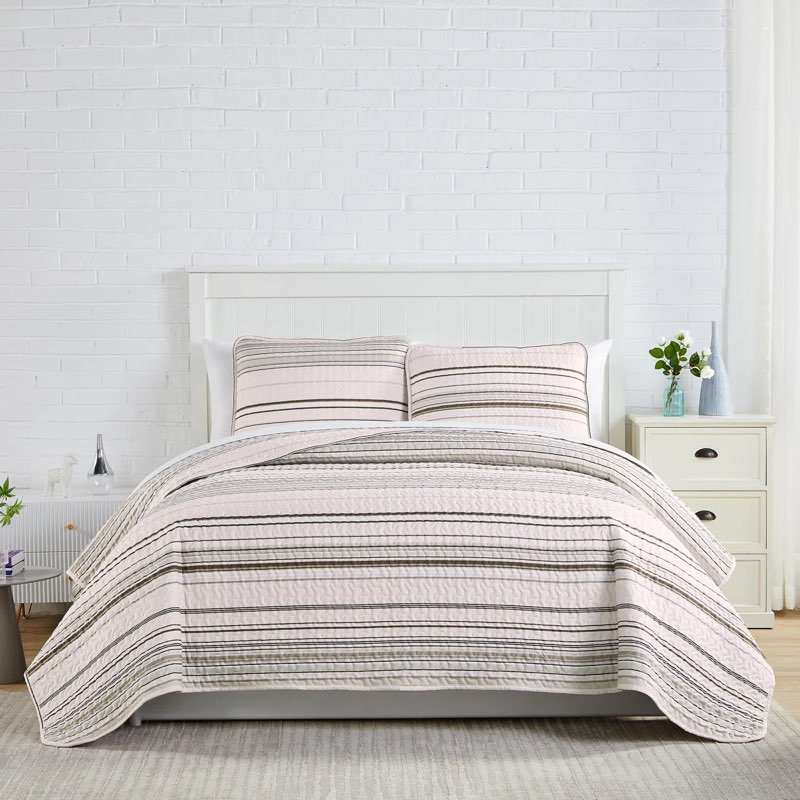 Coastal Stripes Collection Reversible Quilt Set