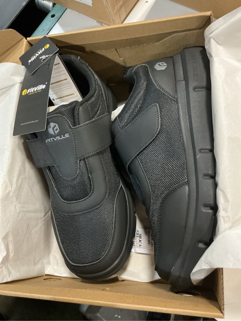 Condition photo showing New/Like New for fitville diabetic shoes for men extra wide width, swollen feet shoes for diabetics pain relief 11.5 x-wide jet black
