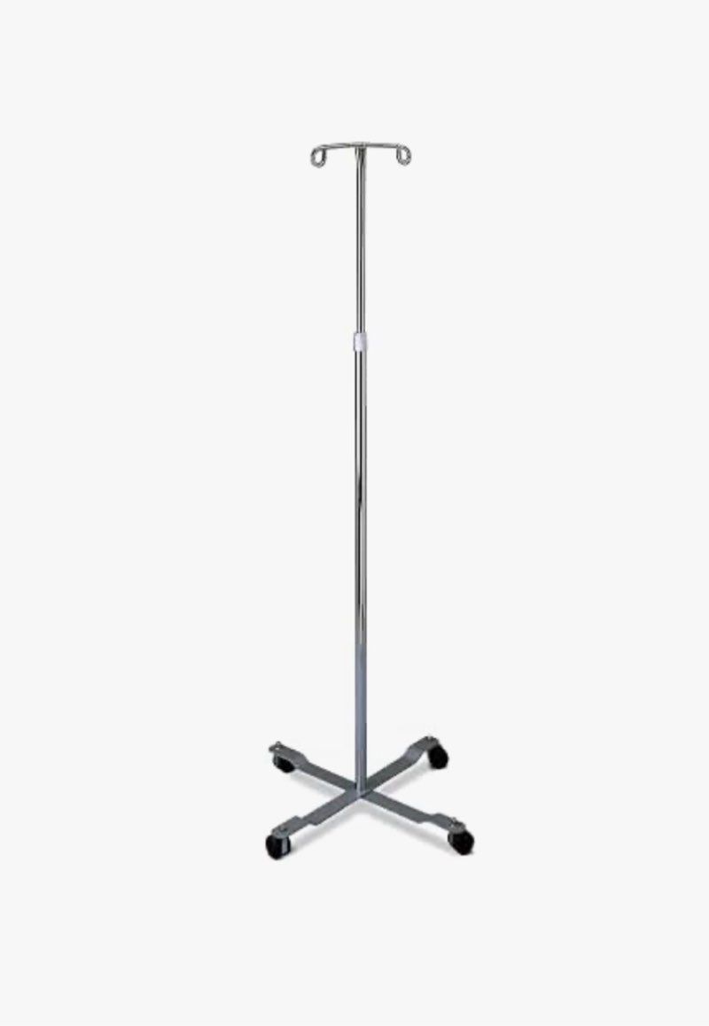 medline 4 leg iv poles stand, 2 hook, 4 caster, chrome, 47 to 85" adjustable height