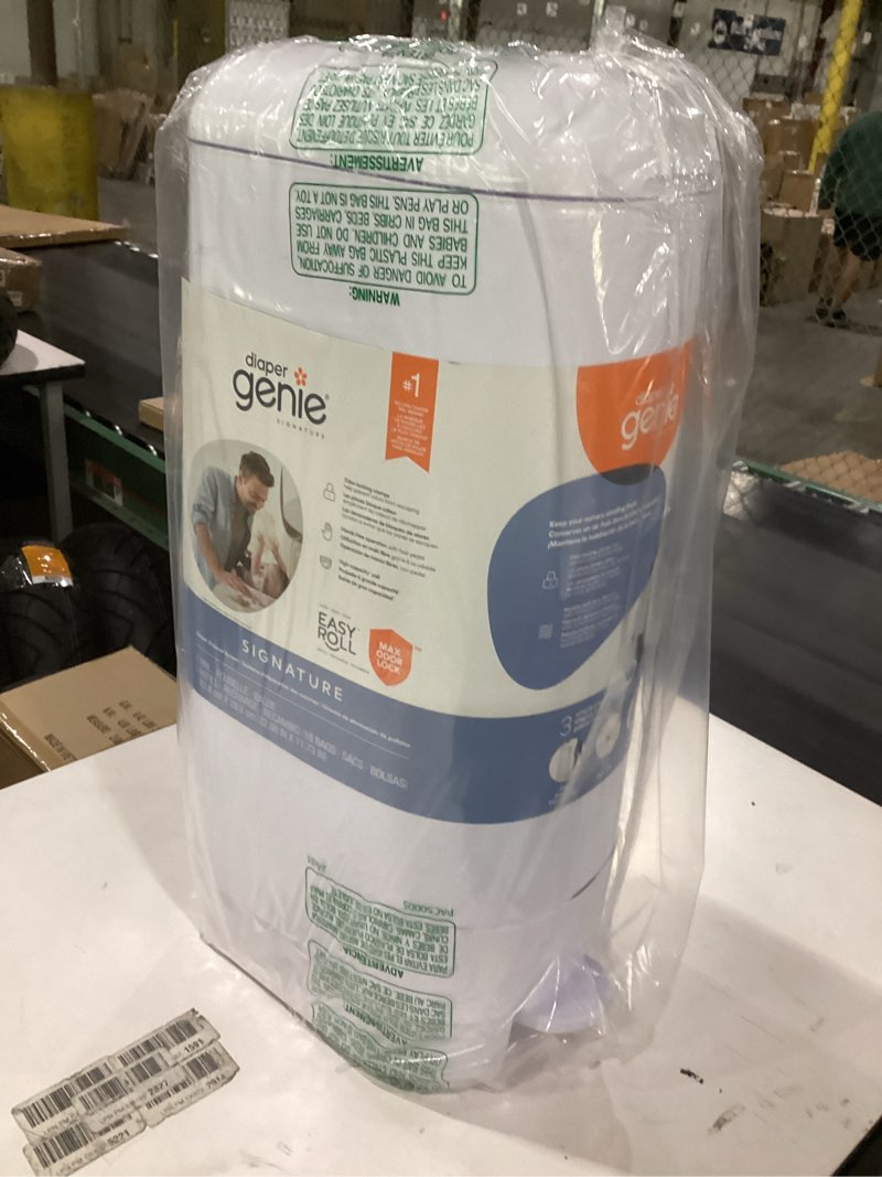 diaper genie signature pail includes 1 easy roll refill with 18 bags | holds up to 846 newborn-sized