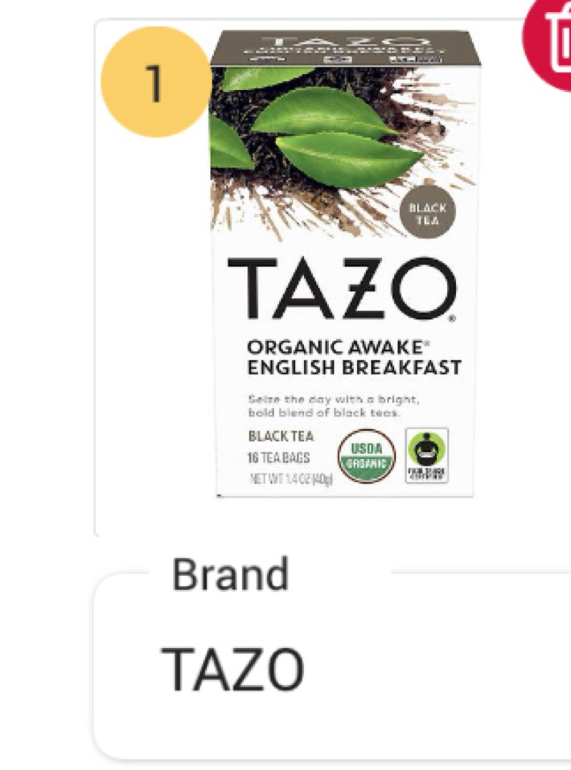 TAZO Awake English Breakfast  Regenerative Organic Black Tea  16 Count Box ( BB: 06/2027)