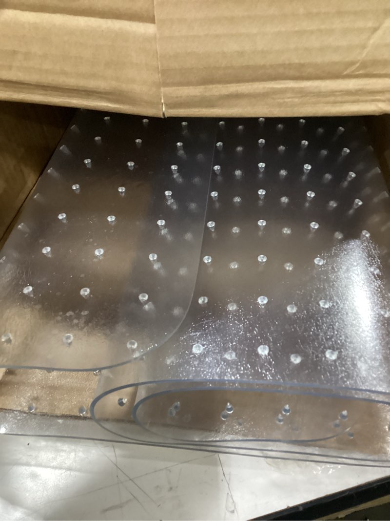 Condition photo showing As Is for office chair mat for carpets, clear computer desk chair mat for low carpeted floors, thick and sturdy carpet protector, easy glide and flat without curling (30" x 48" rectangle)