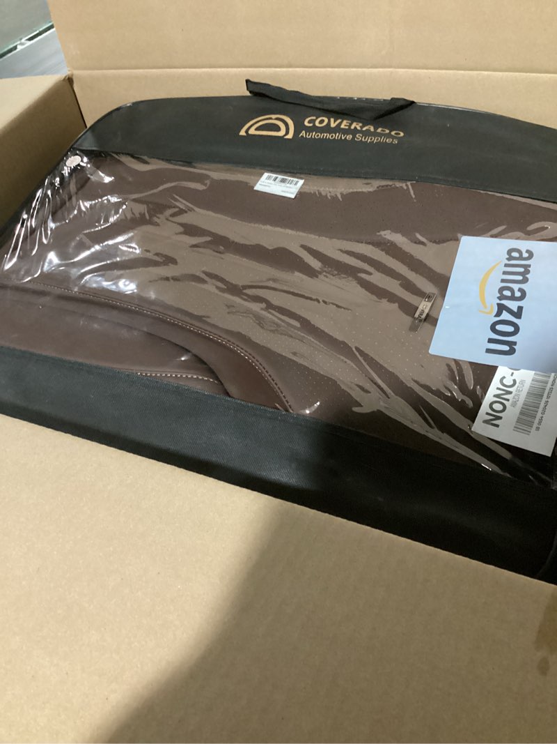Condition photo showing New/Like New for coverado front and back car seat covers, leather seat cover for cars, automotive seat cover full set, waterproof universal seat cover, luxury car seat protector seat cushion fit most cars, coffee coffee fullset