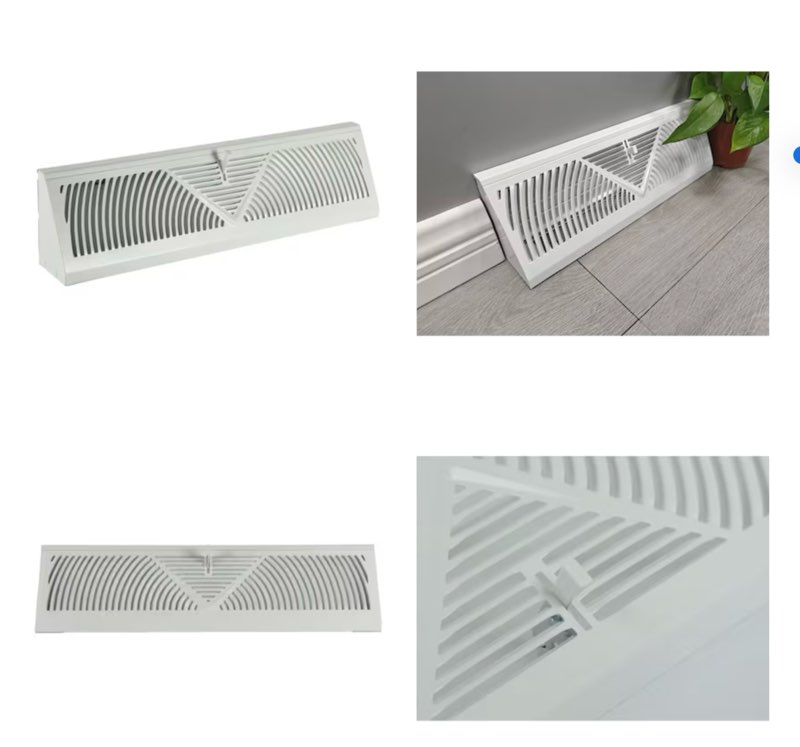 RELIABILT 2-1/2-in x 15-in 180-degrees Steel White Baseboard diffuser ( Outside Width- 18-in )