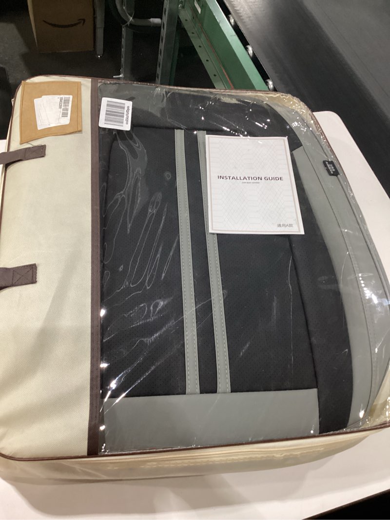 Condition photo showing Good Condition for FREESOO Front Seats 2PCS Leather Car Seat Covers, Ultra Breathable Waterproof Seat Covers for Cars Trucks SUV, Carseat Protector Car Seat Cover Fit for Most Vehicles, Black Gray Black-Gray #1 F9 Front Seats - 2PCS