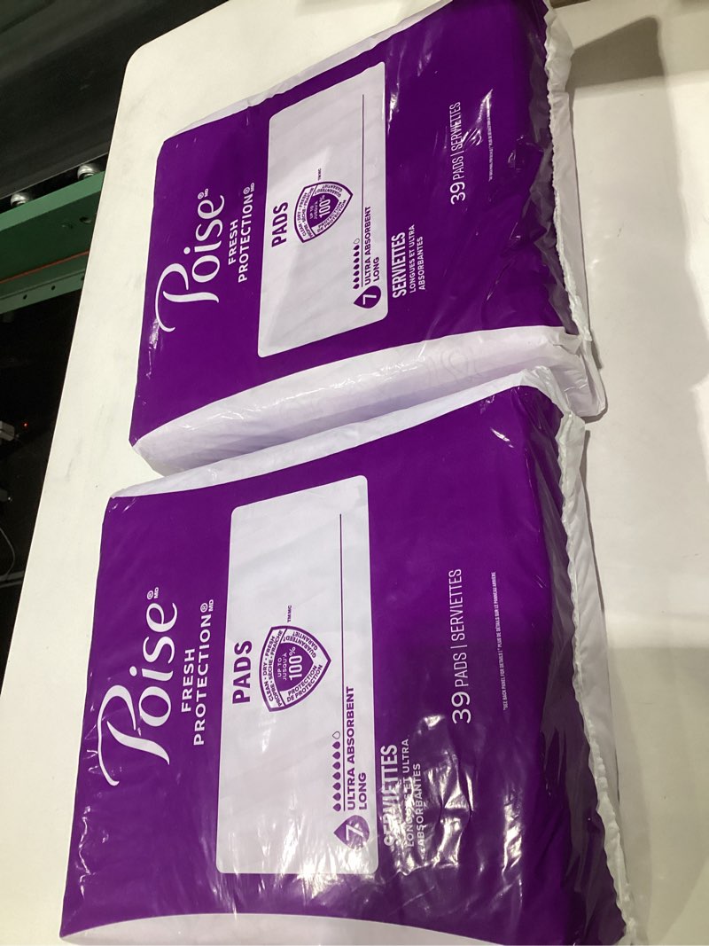 Condition photo showing Good Condition for Poise Incontinence & Postpartum Pads for Bladder Leaks, 7 Drop Ultra Absorbency, Long Length, 78 Count, Packaging May Vary Long 78