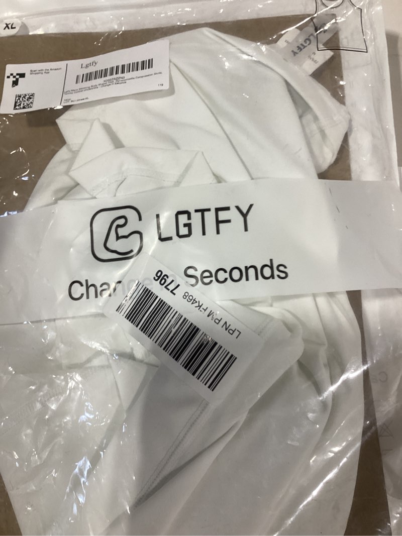 Condition photo showing New/Like New for mens slimming compression shirt, body shaper workout tank top, gynecomastia tummy control undershirts - change in seconds x-large white