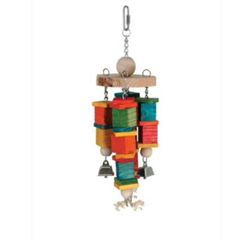Caitec 517 Large Wind Chime Caitec has been leading the way in pet product innovation by offering pet owners a wide range of high-quality  affordable pet products for more than two decades  by focusing on product design  value  and quality product line. Caitec is proud to be creating innovations in pet care for a better way of life. Natural and colored wood contrast on this large toy. Large and small blocks of wood supported on sturdy stainless steel chain. Birds will get plenty of exercise spinning and turning this fun toy. Sisal knot on bottome makes it easy to grasp and hold. Measures: 5  X 16 .- SKU: CTCP230