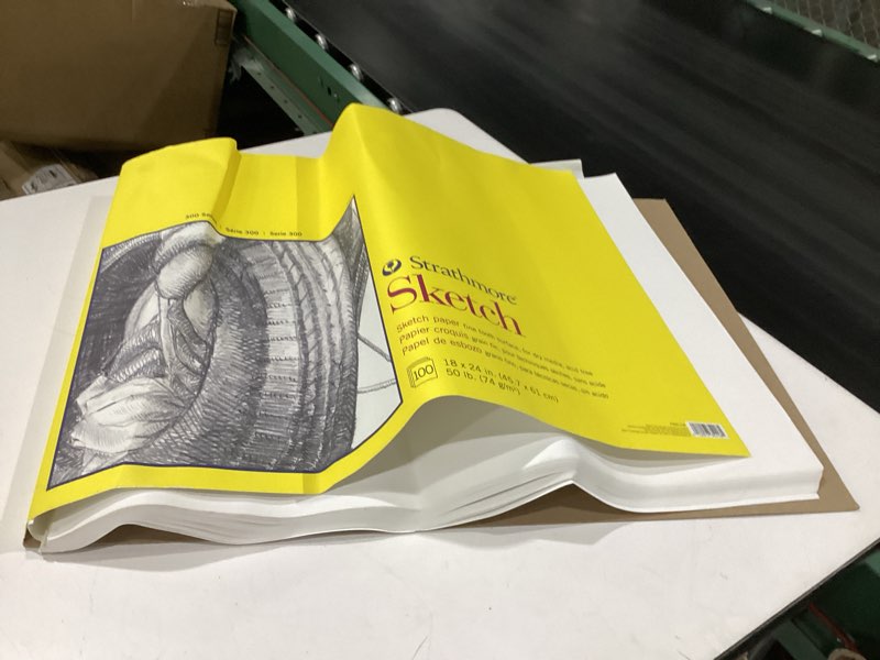 Condition photo showing As Is for strathmore 300 series sketch pad, 18x24 inch, 100 sheets, glue bound - artist sketchbook for drawing, illustration, art class students