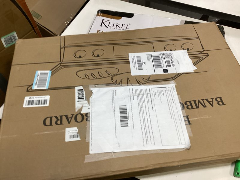 Condition photo showing New/Like New for 30 Inch Extra Large Bamboo Cutting Boards for Kitchen, Wood Cutting Board with Deep Juice Groove and Handle Heavy Duty Chopping board, Oversized Stove Top Cover, Kikcoin, 30" x 20" 31.8"L x 20.8"W