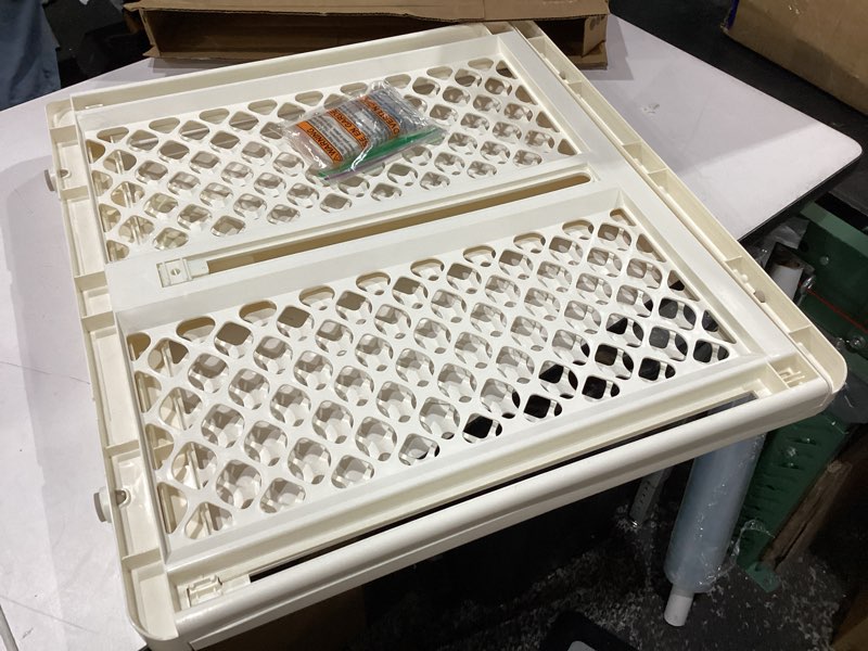 Condition photo showing Good Condition for toddleroo by north states - supergate ergo baby gate: plastic baby gate for stairs & doorways - adjustable indoor safety gate - made in usa - 26 to 42 inches wide - 26 inches tall - ivory