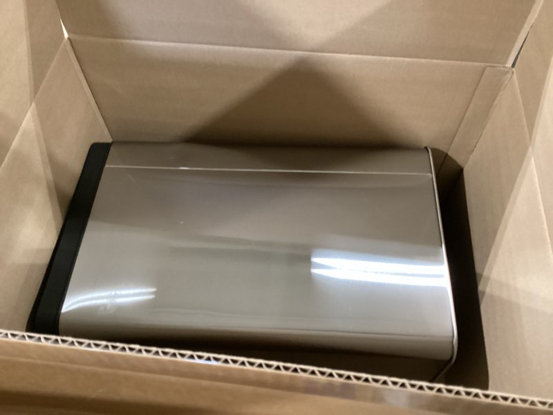 Condition photo showing Good Condition for bestoffice | 13 gallon trash can with lid | automatic touchless garbage can | odor control | modern oval design | easy to clean | stainless steel | fits any kitchen, bathroom, office or home stainless steel stainless steel