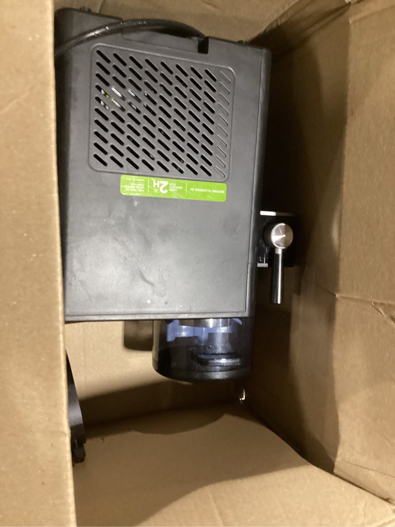 Condition photo showing As Is for slushie machine, ice cream maker, slushy machine for home and families, no ice needed with rapid chill & temperature control, multi-function for margarita, frappé, easy to clean, black