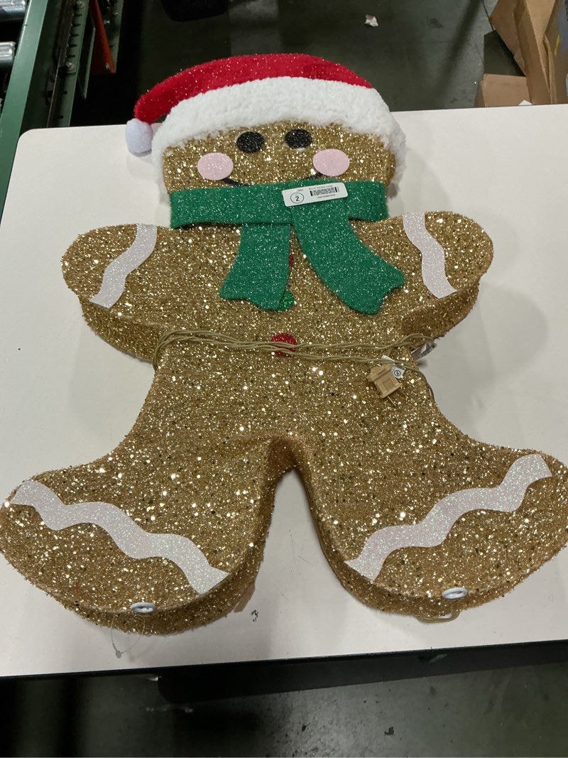 Condition photo showing As Is for awakentti Gingerbread Christmas Decorations, LED Outdoor Decor Acrylic 2D Light, Xmas Party Indoor Outdoor Décor, Gingerbread Man LED Light for Farmhouse, Garden, Patio, Lawn, and Yard (A)
