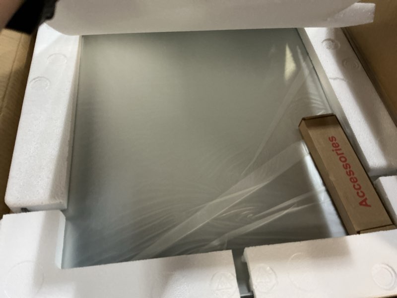 Condition photo showing Good Condition for loaao 20x30 inch black metal framed bathroom mirror for wall, matte black bathroom vanity mirror farmhouse, large rounded rectangle mirror, anti-rust, hangs horizontally or vertically black 20"l x 30"w