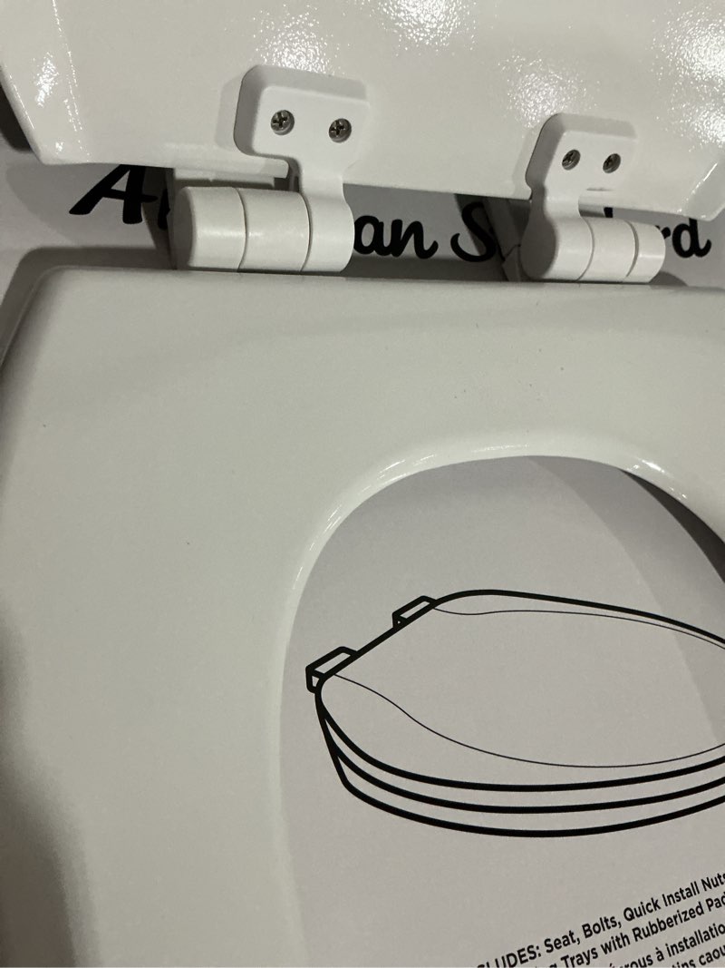 Condition photo showing Good Condition for american standard bedminster wood white elongated soft close toilet seat only