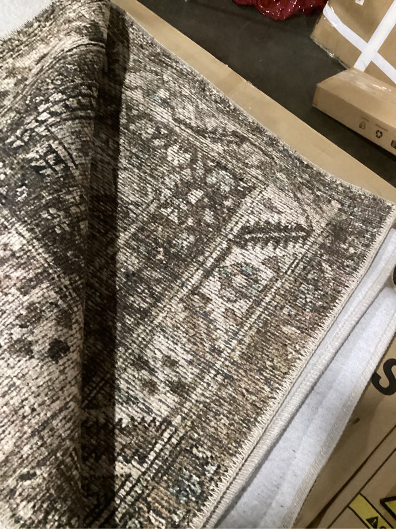 Condition photo showing As Is for Loloi Amber Lewis Billie Collection, Clay & Sage 7'-6" x 9'-6" Area Rug – Antique & Distressed Accent Rugs for Living Room, Bedroom, Entryway & Hallway, No Shed High Traffic Area Home Decor Rug Clay / Sage 9'6" x 7'6" (Rectangular)