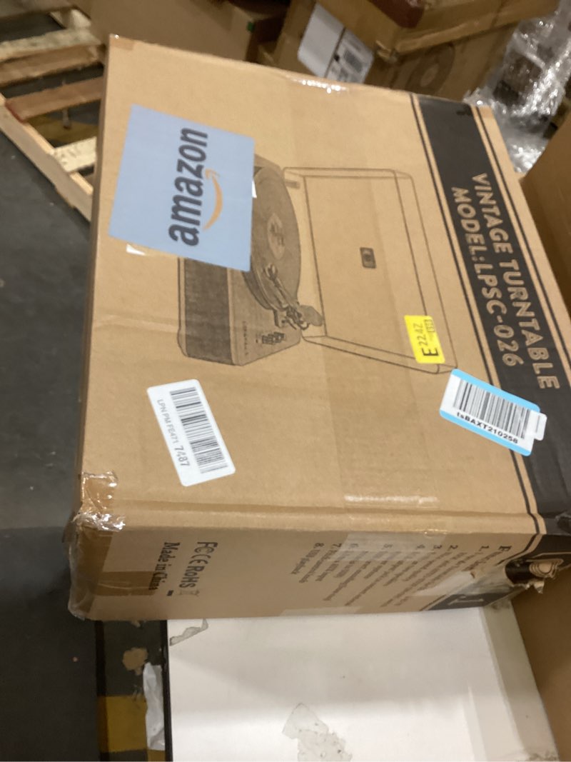 Condition photo showing As Is for LP&NO.1 Record Player wirelessTurntable with Built-in Speakers and USB Play&Recording Belt-Driven Vintage Phonograph Record Player 3 Speed for Entertainment and Home Decoration(Light Gray) Light Marble