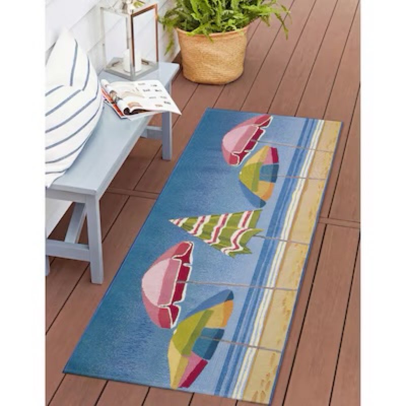allen + roth 1 ft 11 in X 4 ft 11in  Blue Polypropylene Non-Slip Grip Indoor or outdoor Decorative