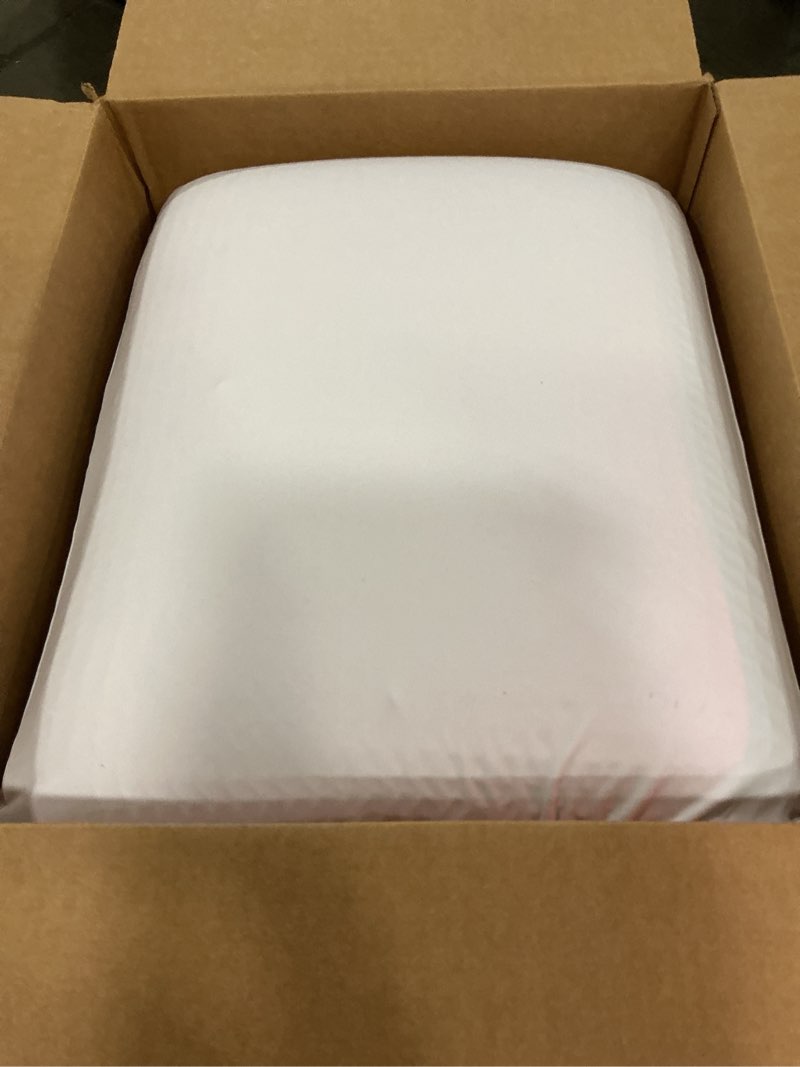 Condition photo showing As Is for purple dreamlayer pillow - standard size, multi-layered gelflex grid & microair foam for support & pressure relief - customizable height with removable foam booster layers