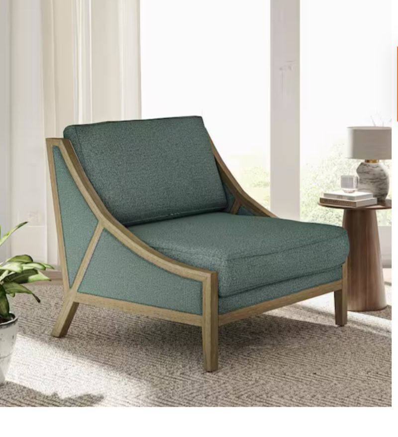 Nan Teal Accent Armchair with Solid Wood Legs