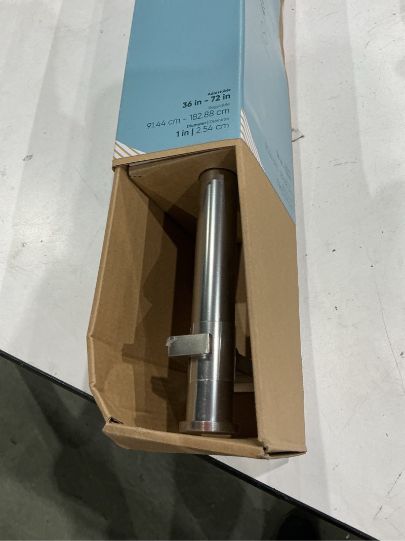 Condition photo showing Good Condition for origin 21 36-in to 72-in brushed nickel iron single curtain rod with finials