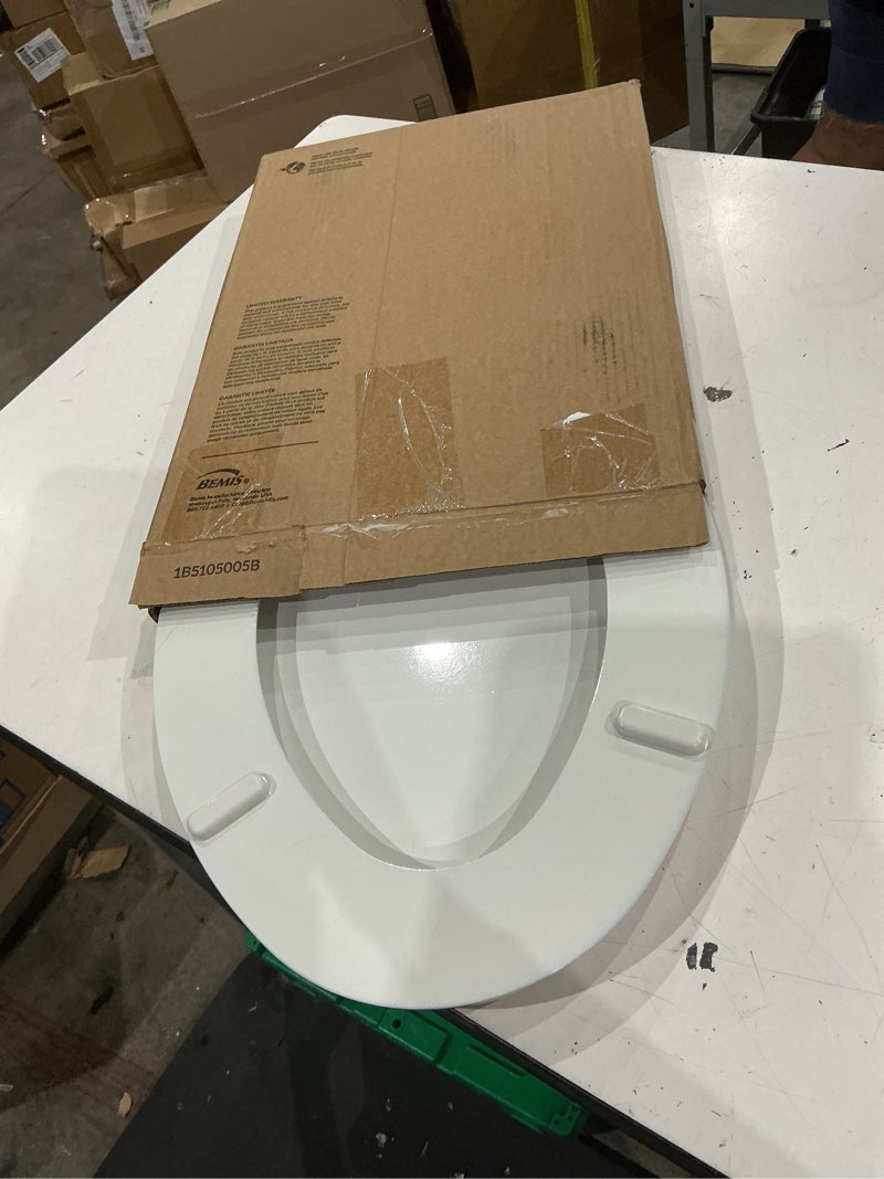 Condition photo showing As Is for bemis 1400tta economy durable wood toilet seat, made in usa, elongated, white