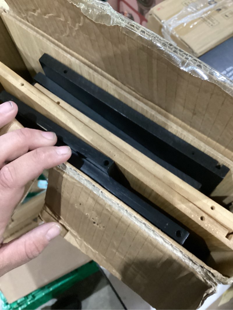 Condition photo showing As Is for Double Layer Bread Box for Kitchen Countertop, Large Breadbox Bread Container Storage with Acrylic Door, Wooden Farmhouse Bread Holder (Black, Medim-15.7" L x 9.5" W x 13" H) Black Medim