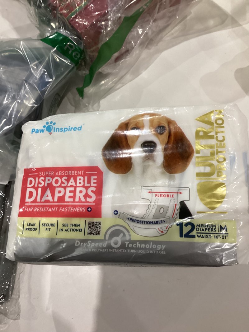 Paw inspired diposable diapers medium size 12 pack 