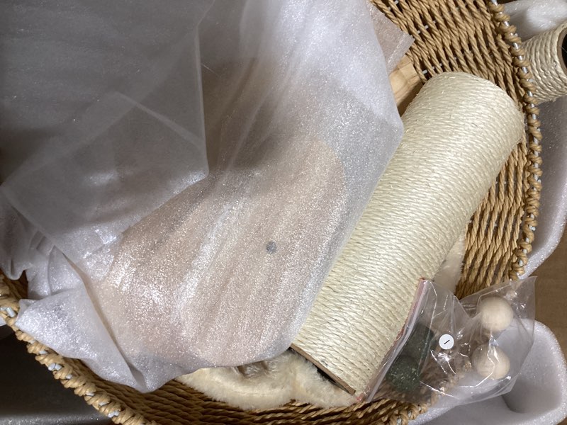 Made4Pets 30in PE Rattan Cat Tree Tower with Scratching Post, Birdcage-Style Wooden Condo with Rever