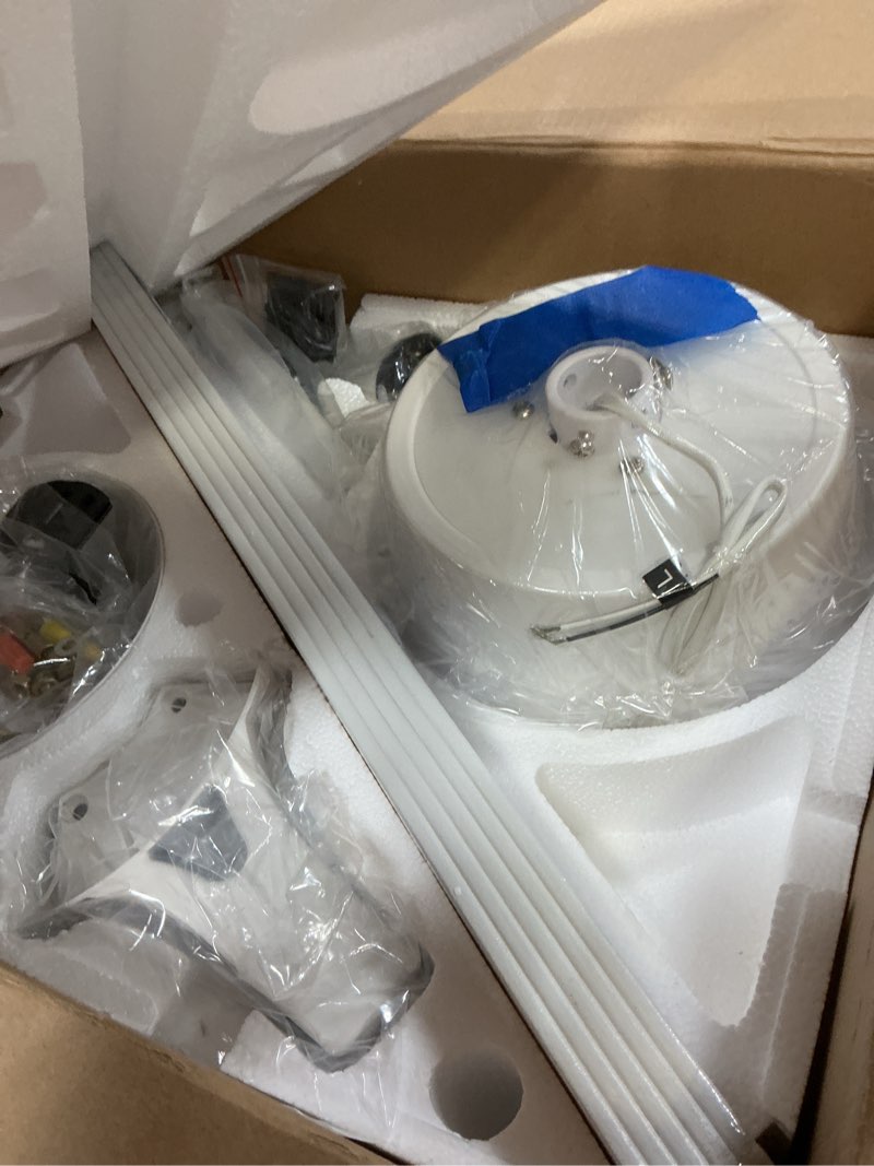 Condition photo showing New/Like New for orison ceiling fans with lights, 52 inch low profile ceiling fan with rgb backlight, flush mount ceiling fan with remote and app control,white bedroom fan, 6 speeds, 5 reversible blades (white)